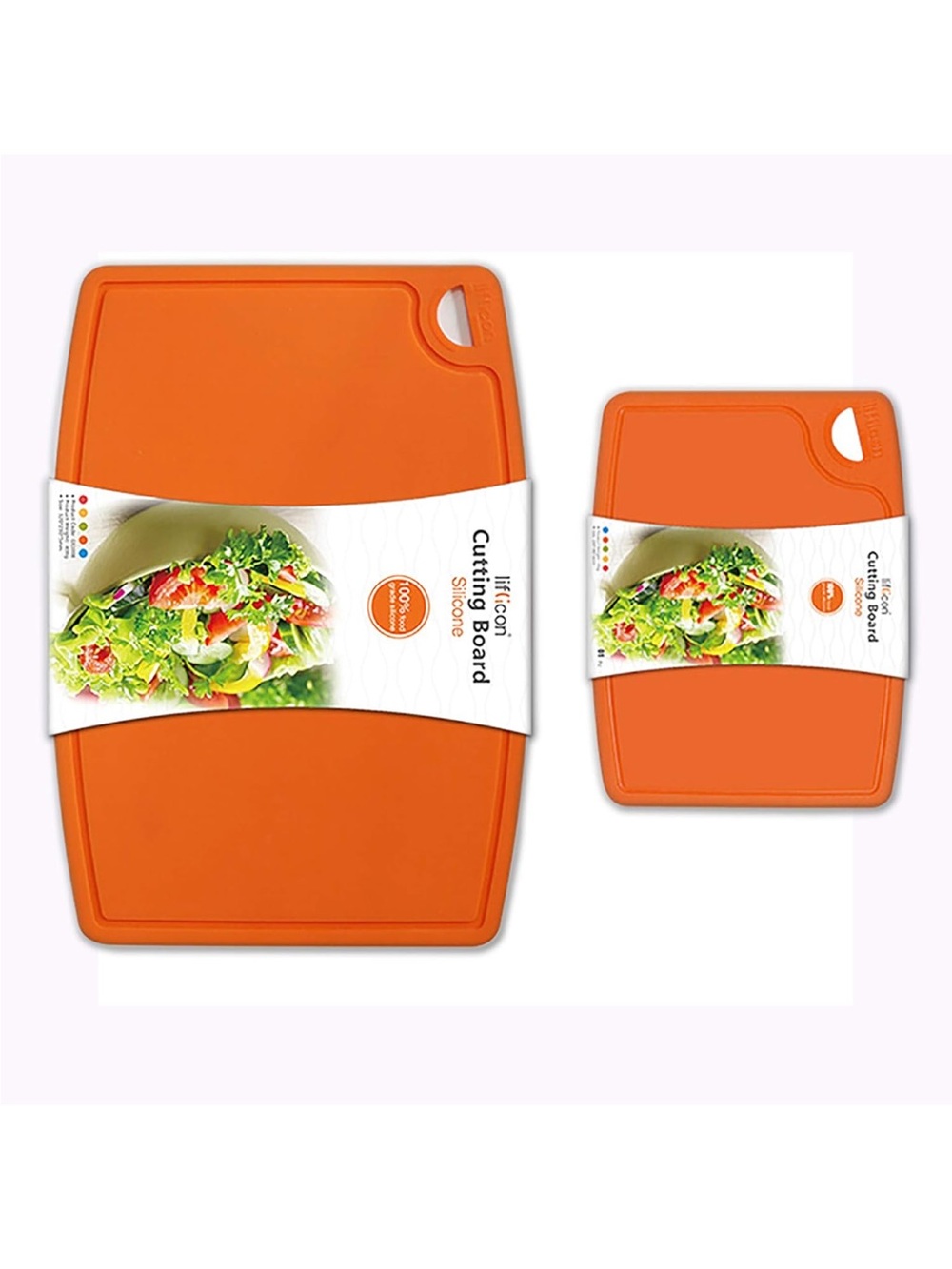 New Liflicon Orange Silicone Cutting Board Set - 2 Piece